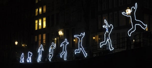 Een lichtfestival in winters Alkmaar